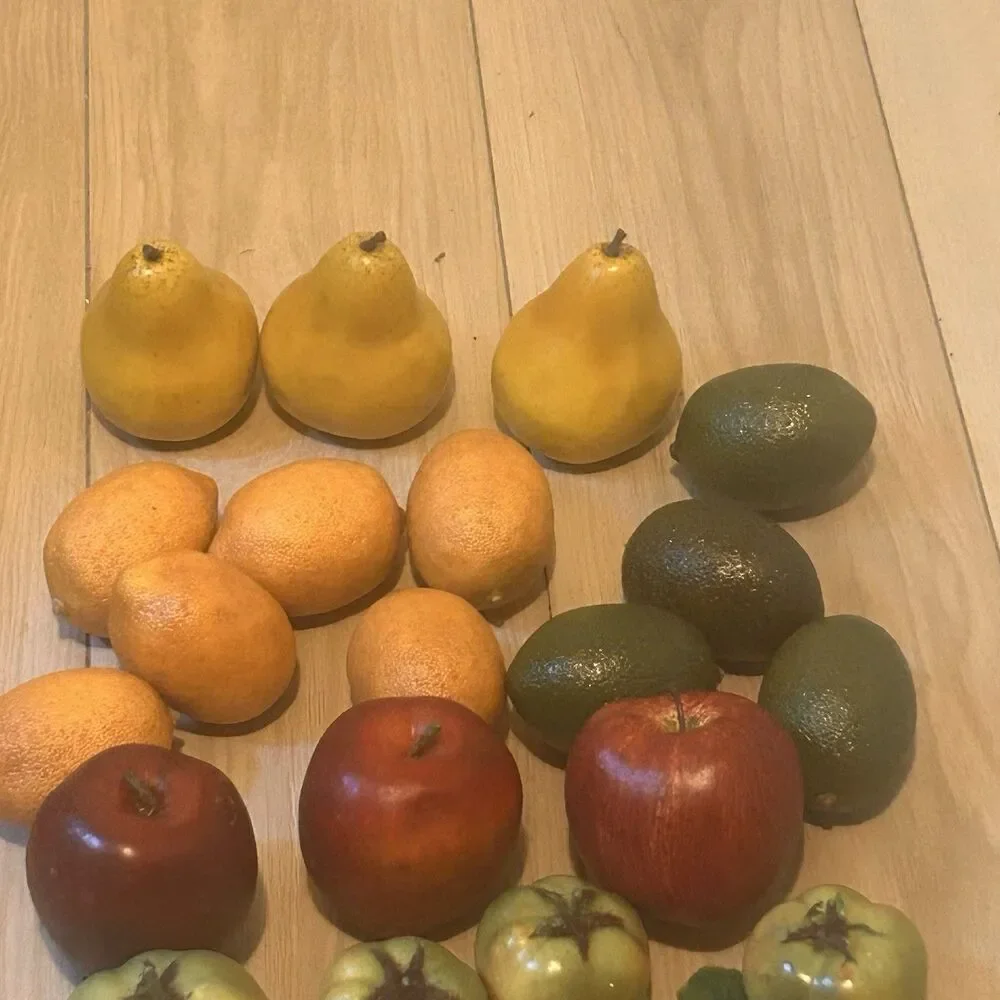 Vintage  Artificial Fruits Apple Grapes Lemon Lime Tomato MCM Country Farmhouse
